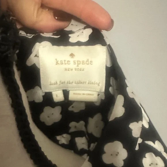 🏈FINAL DROP🏈 Kate Spade Black and White Floral Dress L Large - Picture 2 of 4